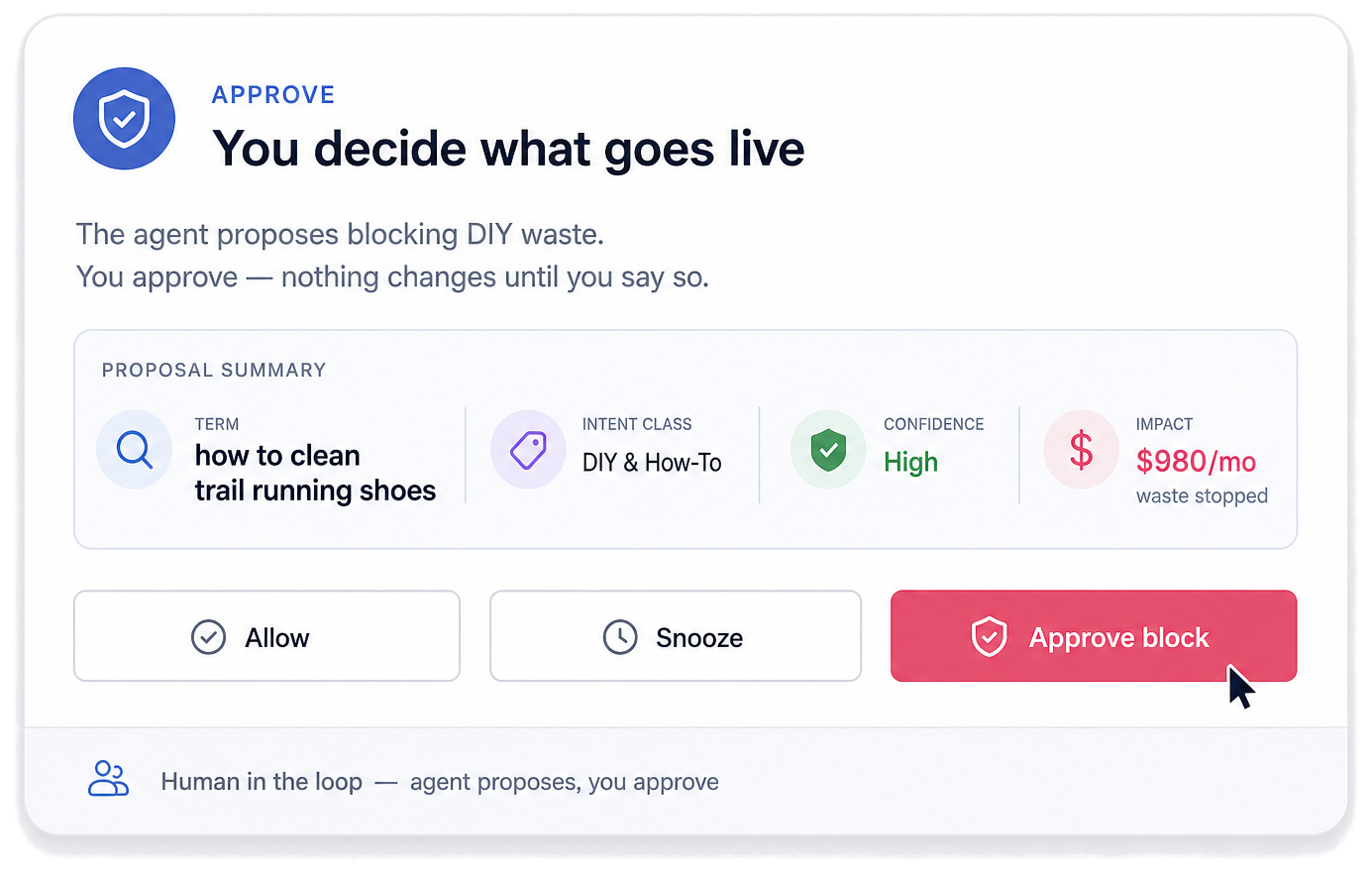 Sample: human approval before deployment